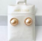 Pearl , 14k Gold Stud Earrings New 7.8 - 8 mm Golden South Sea Cultured