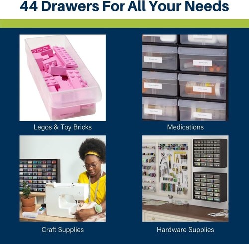 Stackable Plastic Drawer Storage Cabinet - 44 Drawers for Maximum Organization - Picture 7 of 17