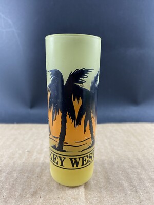 Key West Palm Trees Frosted 4in. shot glass, COMBINED SHIP $1 PER MULTIPLE