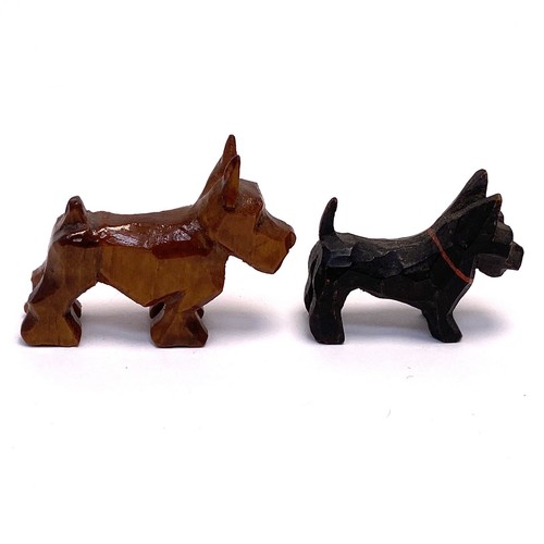 Vtg Unmatched Pair SCOTTIE Dog Terrier Carved Wood Figurines Miniatures - Picture 3 of 10