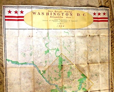 VINTAGE LOVELY MAP MAPS WASHINGTON D.C. THE NATIONS CAPITAL 1956