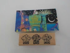 THE RUBBER STAMP PLANTATION 1 INCH STAMP THREE HAWAIIAN SHIRTS BEACH ALOHA NIP