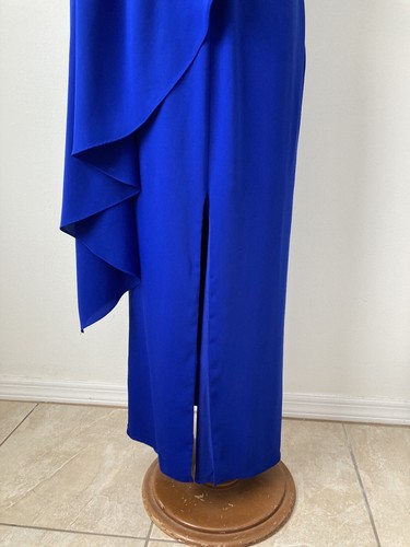 LAUREN RALPH LAUREN BLUE GOWN SLEEVELESS DRESS LINING RUCHED SHAWL 10 - Picture 13 of 24