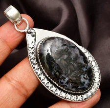 Mystic Merlinite Gemstone 925 Sterling Silver Handmade Jewelry Pendant 2.10"