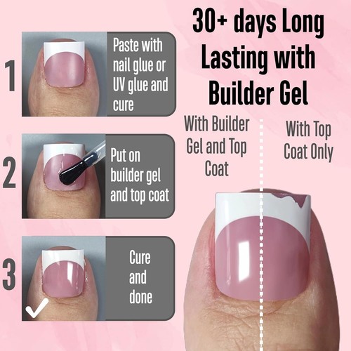 French Tip Press On Toe Nails Sharp Square Soft Gel Full Cover 240Pcs Berry Pink - Picture 2 of 11
