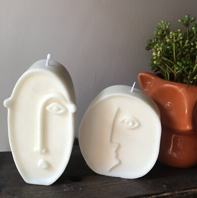 Abstrakte Picasso Mondgesichter | Scandi moderne Sojawachskerzen