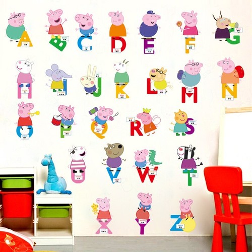 Nursery Children Kids Boy Girl Room Wall Decals Peppa Pig Alphabet Wall Stickers - Bild 6 von 6