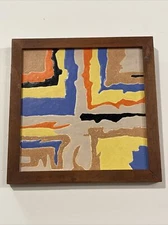 Striking Tile Painting Abstract Mid Century Modernism Expressionism Mystery Art