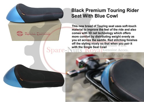 "Asiento"" Royal Enfield ""Continental GT 650" Premium Touring Rider con ""capucha"" azul" - Imagen 2 de 6