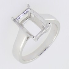 Sterling Silver Semi Mount Ring Setting Emerald OCT 12x8 mm Solitaire