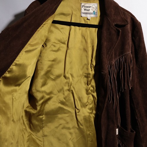 Vintage 60s Pioneer Wear Brown Suede Leather Jacket Fringe Western 38 VTG Cowboy - Picture 4 of 9