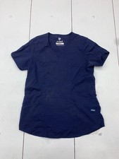 Adar Womens Navy Blue Short Sleeve Scrub Top Size Small