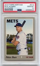 Only 49 !_ POLAR BEAR!! 2019 Topps Heritage #519 Nickname RC PETE ALONSO PSA 10!