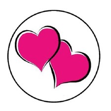 48 Two Pink Hearts ENVELOPE SEALS LABELS STICKERS 1.2" ROUND