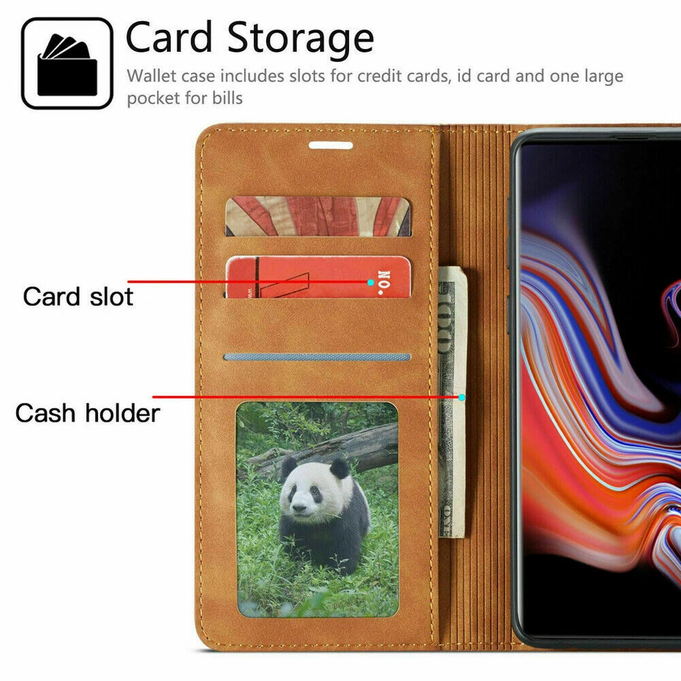 iPhone XS Max XR 7 8 6S Plus 12  5S Se 11 Pro Max Leather Wallet Flip Case Cover - image 2 of 4