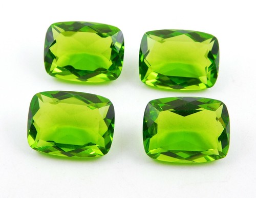 39 Cts 4 Pcs Lab Created Peridot Cushion Cut 12x16 MM Loose Gemstone P-48