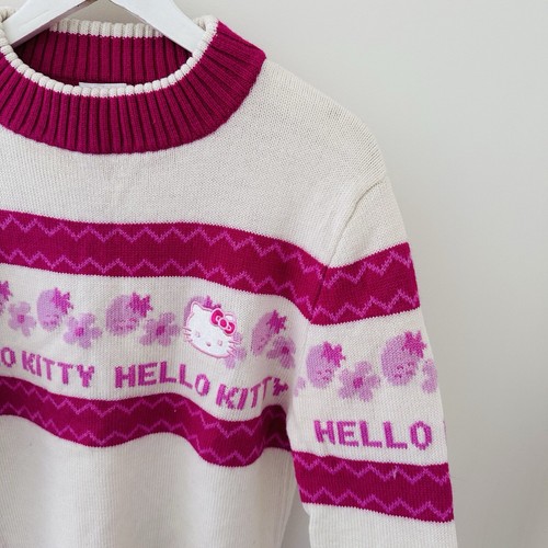 Vintage Sanrio Smiles 2001 Hello Kitty 100% Wool Knit Sweater - Woman’s Size Lge - Picture 9 of 13