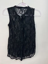 The Limited Black Lace Women’s Outer Shell Top Size XS Button Up Sleeveless