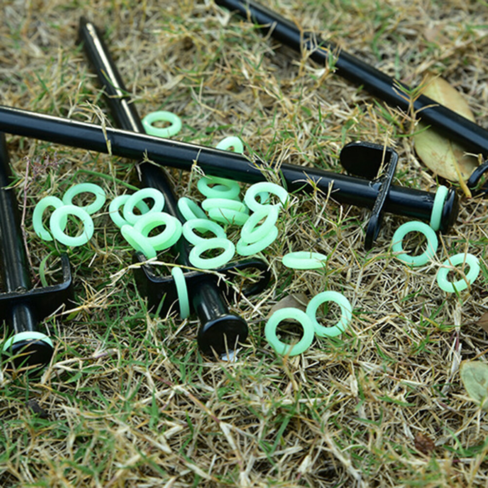 20/50x Tent Nail Fluorescent Rings Silicone Luminous Ring for Outdoor