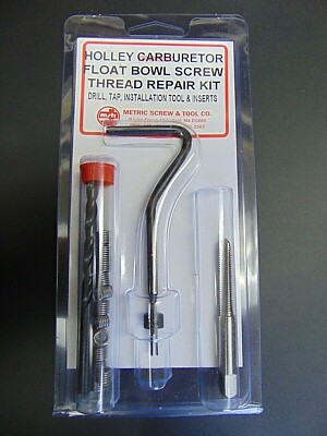 HOLLEY CARBURETOR FUEL FLOAT BOWL SCREW HELICOIL STYLE THREAD REPAIR KIT & DRILL