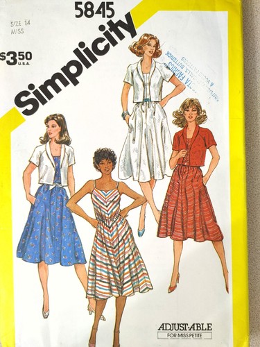Vintage 1980s Simplicity 5845 Misses Semi-Fitted ' Sundress Jacket Size 14 - Picture 1 of 2