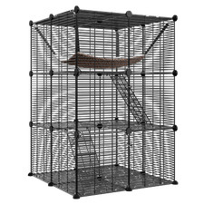 Versatile Indoor Outdoor Cat Enclosure in Sturdy Material with Cozy Hammock
