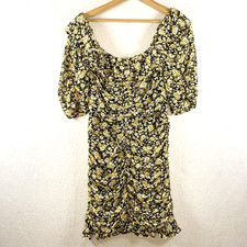 ASTR x Revolve Womens Sheer Mesh Ruched Floral Dress Sz M Dark Cottage Romantic