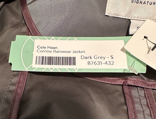Cole Haan Women's Back Bow Packable Hooded Rain Jacket Dark Grey Size S - Picture 5 of 11