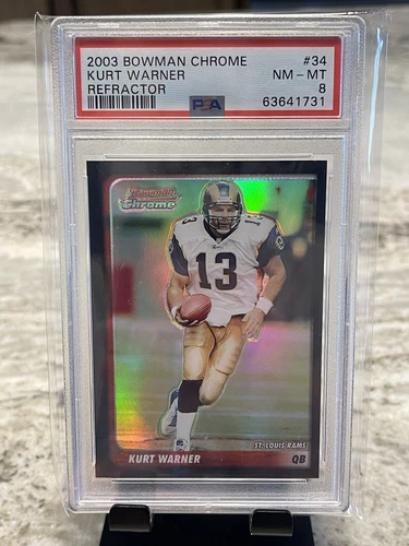 2003 Bowman Chrome Refractor /500 Kurt Warner #34 PSA 8