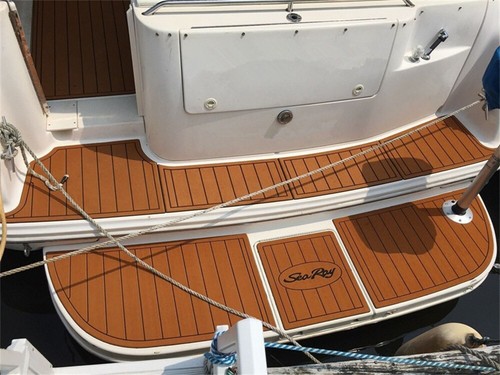 2006 Maxum SRE22 Swim Platform Cockpit Pad Boat EVA Foam Faux Teak Floor Mat - Picture 3 of 18