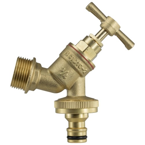 25mm mdpe compression fitting backplate with classic brass bib tap+click-lock - Picture 4 of 4