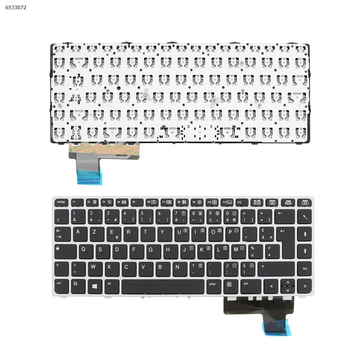 Keyboard for HP EliteBook Folio 9470m SILVER FRAME BLACK French