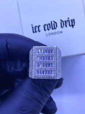 925 Sterling Silver Iced Out Baguette Ring by Ice Cold Drip