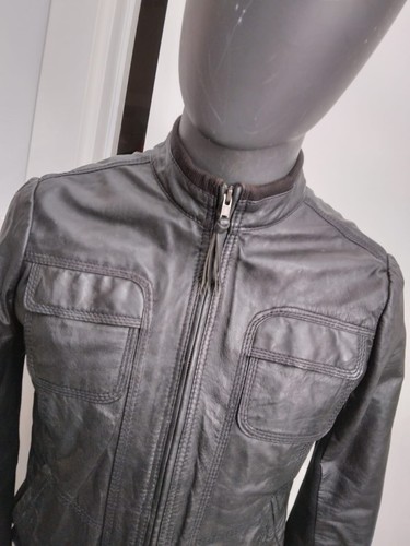 Mango Jacket Genuine Leather Used Man Size XL Black XYC956L - Picture 2 of 7