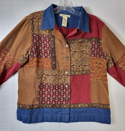Giacca donna Bechamel Petites PM Med denim jacquard boho patchwork nonna vintage - Foto 2 di 10
