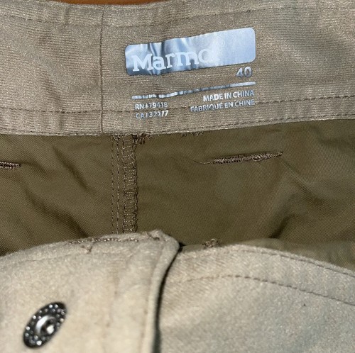 Pantalones Cortos Marmot Para Hombre 40 Caqui Senderismo Aire Libre Ligeros Nylon Bolsillo con Cremallera - Imagen 7 de 8