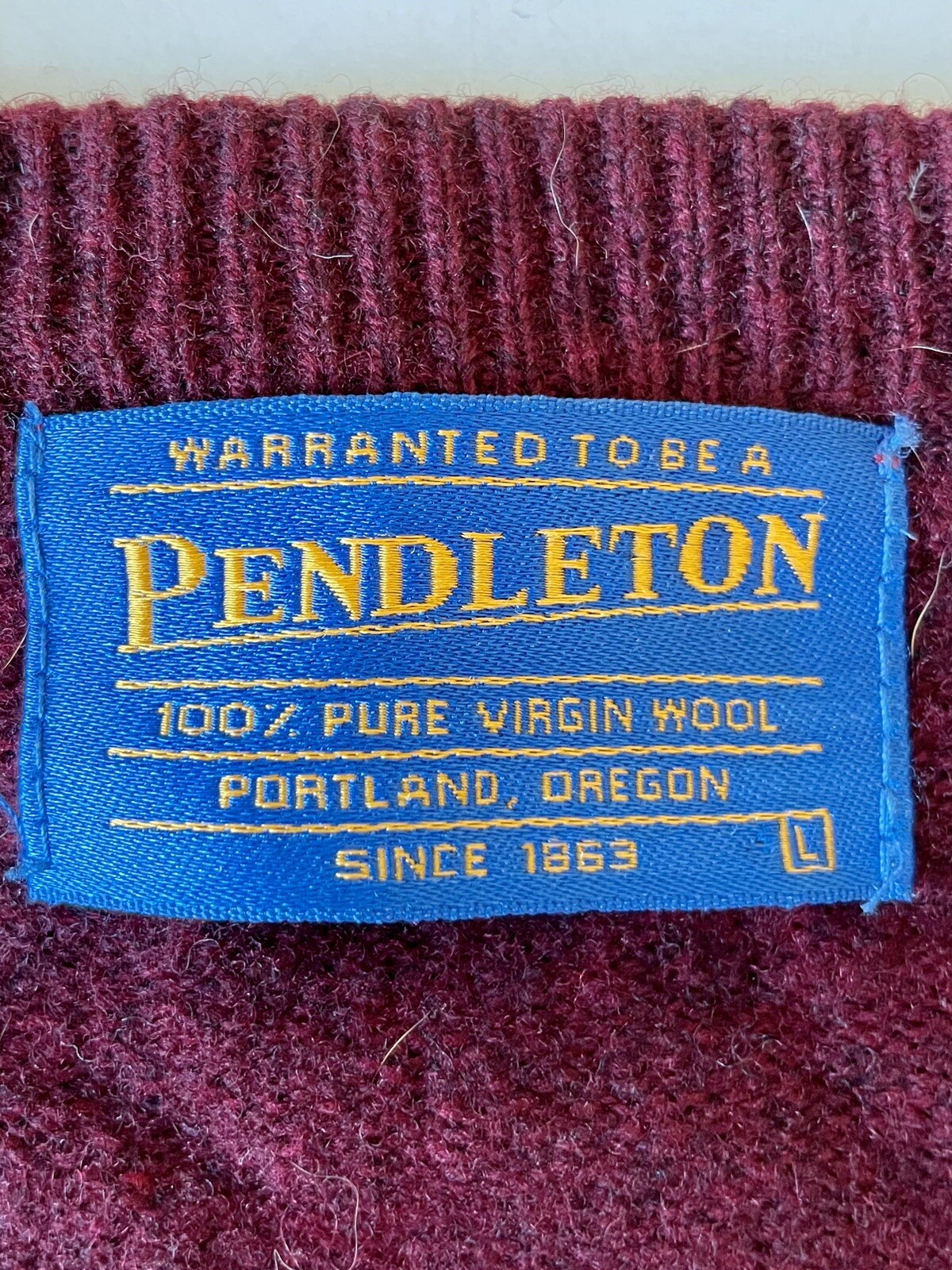 Pendleton 100% Virgin Wool Red Maroon Grandpa V-N… - image 5