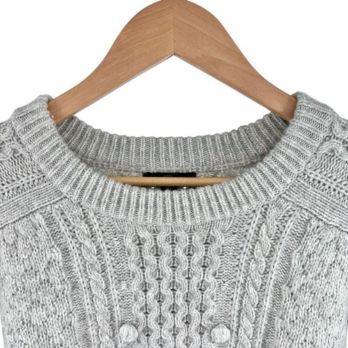 J.Crew Lambs Wool Blend Popcorn Cable Knit Sweater Size XL Gray 3D Knit Neutral - Picture 11 of 16