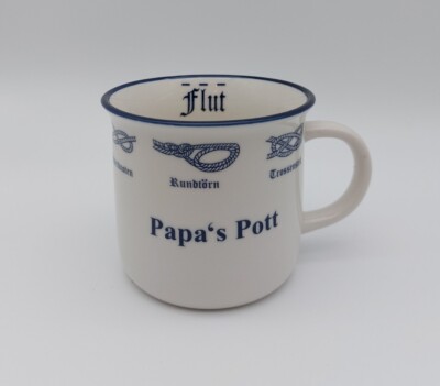 Maritimer Kaffeebecher Becher Seemannsknoten ''Papa´s Pott''  Ebbe & Flut  350ml 