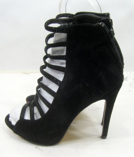 Black 4.5"High Stiletto Heel FRONT STRAP Open Toe Shoes WOMEN Size 6 - Picture 3 of 5