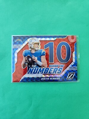 2023 Panini Zenith Justin Herbert 10 Behind the Numbers RED SSP #18