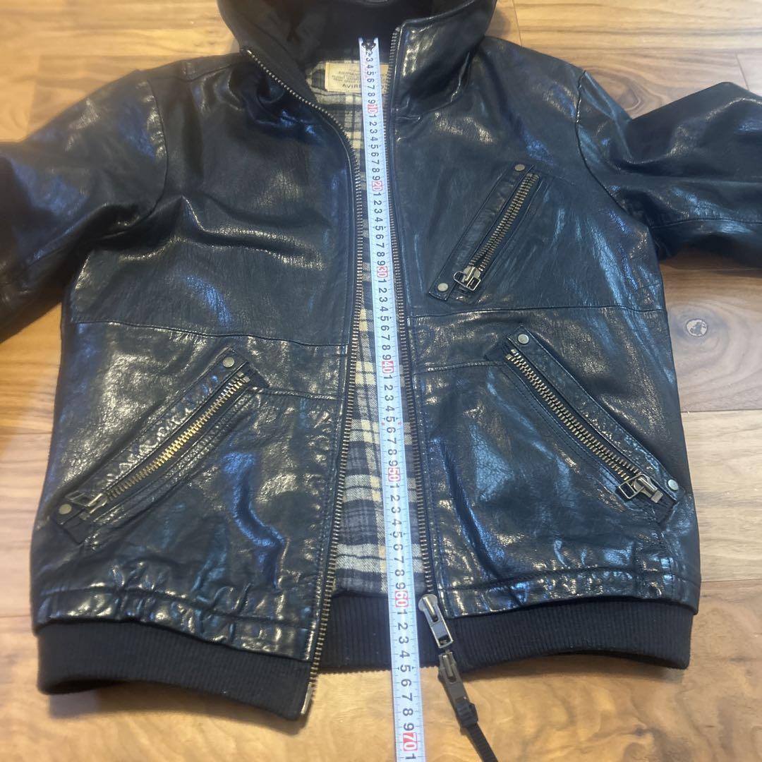 AVIREX Goat Skin Leather Parka Foodie Black from Japan | eBay