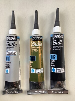 Pebeo Gutta Stoffumrissfarbe 20ml 3 Farben verfügbar SCHWARZ, GOLD, FARBLOS