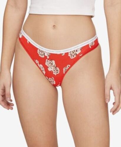 New Calvin Klein Women's Cotton Singles Thong Underwear Flower Print Red Size S - Afbeelding 1 van 7