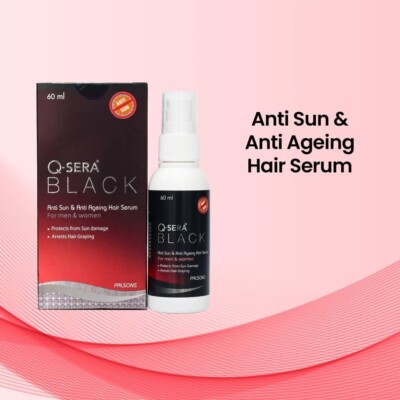 Q-Sera Black Anti Sun & Anti Ageing Hair Serum (60ml)  UNISEX Formula