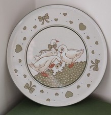 Pfalzkeramik Gänseglück Tortenplatte / Servierplatte 30,5 cm handdekoriert