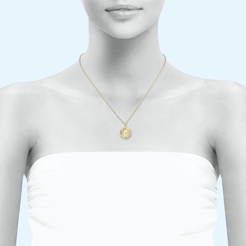 Colgante Medalla Redonda Virgen María Oro Amarillo Blanco Sólido 14K - Dije Collar - Imagen 5 de 6