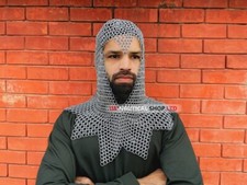 Chain mail Coif Medieval Butted 10 mm Aluminum Chainmail Hood Armor Face Zig Zag