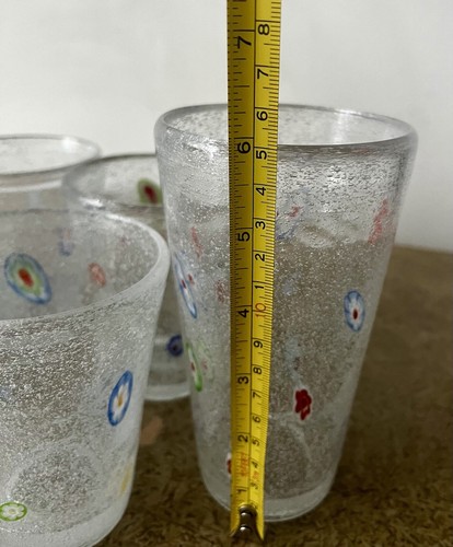 Millefiori Set di 7 bicchieri da bere arte soffiata a mano vetro - Foto 17 di 21