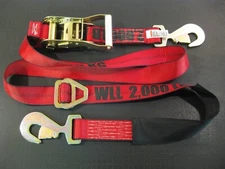 4 Race Car Trailer Car Hauler Ratchet Straps Tie Down Axle Strap Flatbed Tow RED